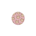 Cat Pattern Pink Background 1  Mini Buttons Front