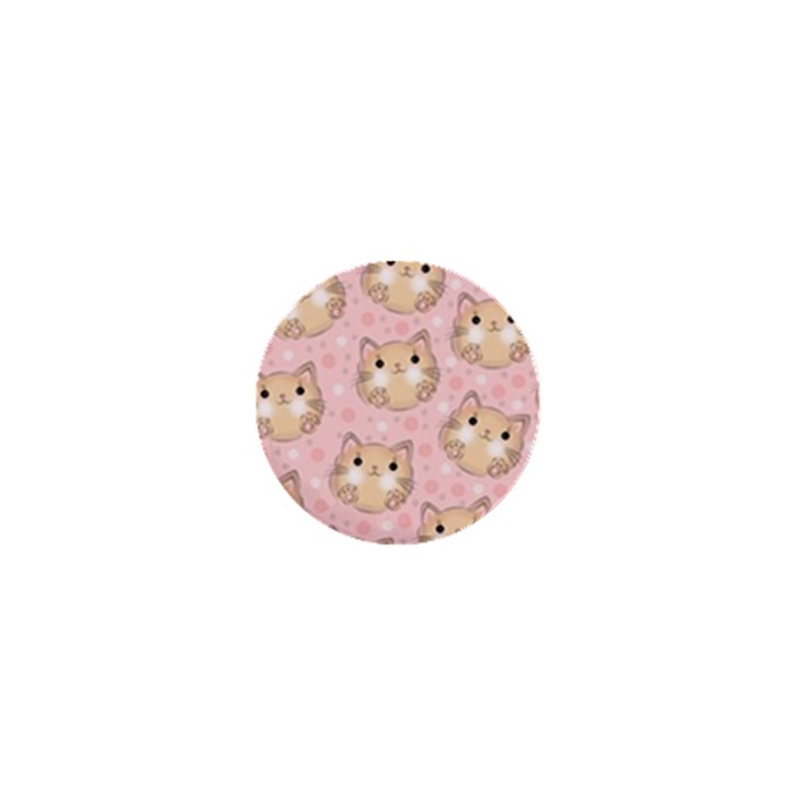 Cat Pattern Pink Background 1  Mini Buttons