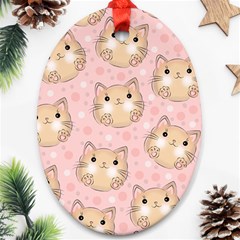 Cat Pattern Pink Background Ornament (Oval)