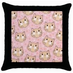 Cat Pattern Pink Background Throw Pillow Case (Black) Front