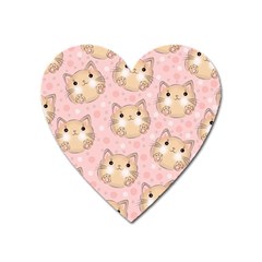 Cat Pattern Pink Background Heart Magnet by danenraven