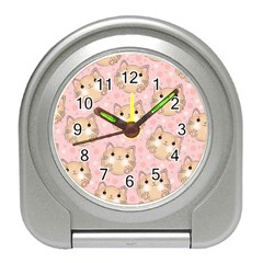 Cat Pattern Pink Background Travel Alarm Clock by danenraven