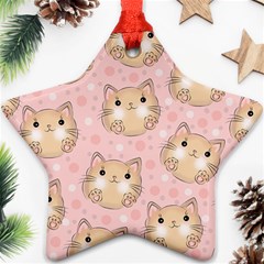 Cat Pattern Pink Background Star Ornament (two Sides) by danenraven