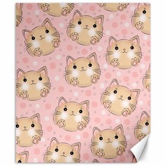 Cat Pattern Pink Background Canvas 8  x 10 