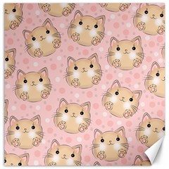 Cat Pattern Pink Background Canvas 12  X 12  by danenraven