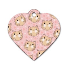 Cat Pattern Pink Background Dog Tag Heart (one Side) by danenraven