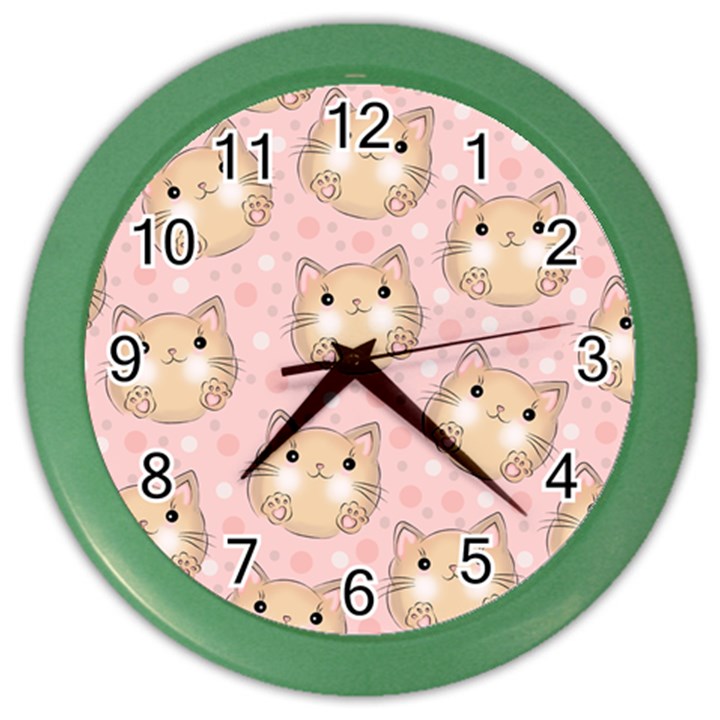 Cat Pattern Pink Background Color Wall Clock