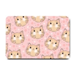 Cat Pattern Pink Background Small Doormat 