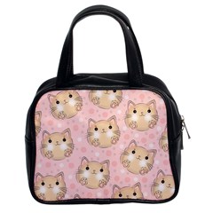 Cat Pattern Pink Background Classic Handbag (two Sides) by danenraven