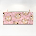 Cat Pattern Pink Background Hand Towel Front