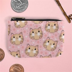 Cat Pattern Pink Background Mini Coin Purse by danenraven