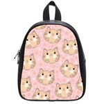 Cat Pattern Pink Background School Bag (Small) Front