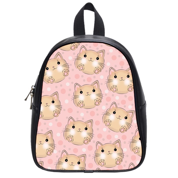 Cat Pattern Pink Background School Bag (Small)