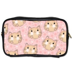 Cat Pattern Pink Background Toiletries Bag (Two Sides)