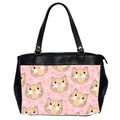 Cat Pattern Pink Background Oversize Office Handbag (2 Sides)