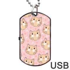 Cat Pattern Pink Background Dog Tag USB Flash (One Side)