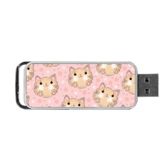 Cat Pattern Pink Background Portable USB Flash (One Side)