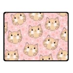 Cat Pattern Pink Background Double Sided Fleece Blanket (Small)  45 x34  Blanket Front