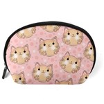 Cat Pattern Pink Background Accessory Pouch (Large) Back