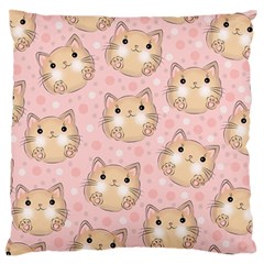 Cat Pattern Pink Background Large Flano Cushion Case (One Side)