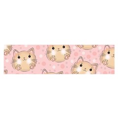 Cat Pattern Pink Background Oblong Satin Scarf (16  x 60 )