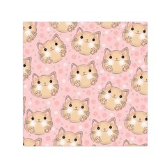 Cat Pattern Pink Background Square Satin Scarf (30  X 30 )