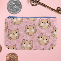 Cat Pattern Pink Background Large Coin Purse