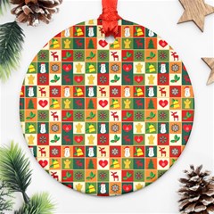 Xmas Christmas Pattern Round Ornament (two Sides) by danenraven