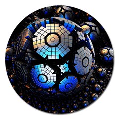 Illustration Tech Galaxy Robot Bot Science Magnet 5  (round) by danenraven