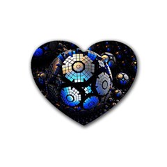 Illustration Tech Galaxy Robot Bot Science Rubber Coaster (heart) by danenraven