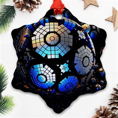 Illustration Tech Galaxy Robot Bot Science Snowflake Ornament (two Sides) by danenraven