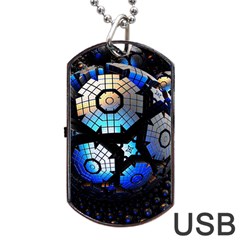 Illustration Tech Galaxy Robot Bot Science Dog Tag Usb Flash (one Side) by danenraven