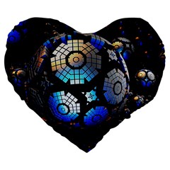 Illustration Tech Galaxy Robot Bot Science Large 19  Premium Flano Heart Shape Cushions