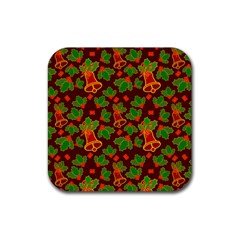 Illustration Xmas Christmas Pattern Rubber Coaster (square) by danenraven