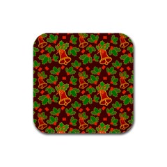 Illustration Xmas Christmas Pattern Rubber Square Coaster (4 Pack) by danenraven