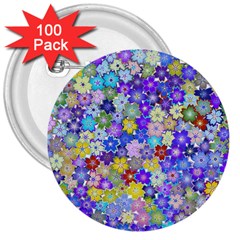 Illustration Background Flower Pattern Floral 3  Buttons (100 Pack)  by danenraven