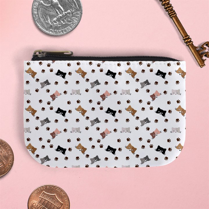 Illustration Cat Paw Background Pattern Cute Mini Coin Purse