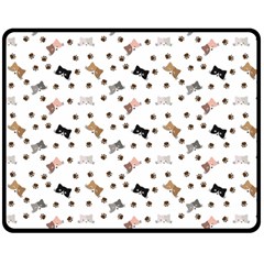 Illustration Cat Paw Background Pattern Cute Double Sided Fleece Blanket (medium)  by danenraven