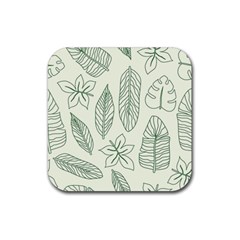 Banana Leaves Draw  Rubber Coaster (square) by ConteMonfrey