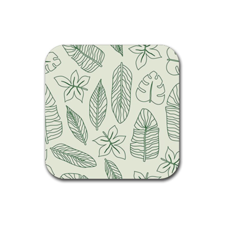 Banana Leaves Draw  Rubber Coaster (Square)