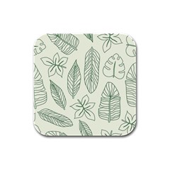 Banana Leaves Draw  Rubber Square Coaster (4 Pack) by ConteMonfrey