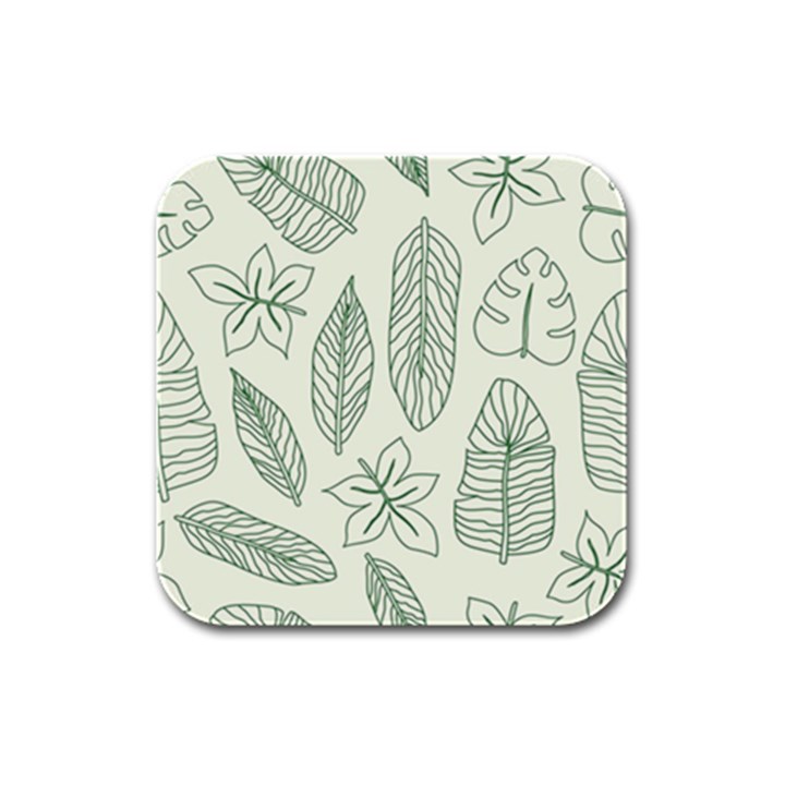 Banana Leaves Draw  Rubber Square Coaster (4 pack)