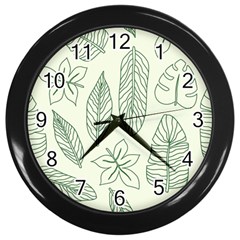 Banana Leaves Draw  Wall Clock (black) by ConteMonfrey