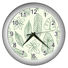 Banana Leaves Draw  Wall Clock (silver) by ConteMonfrey