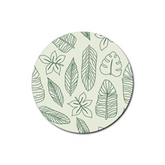 Banana Leaves Draw  Rubber Coaster (round) by ConteMonfrey