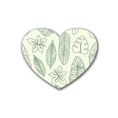 Banana Leaves Draw  Rubber Heart Coaster (4 Pack) by ConteMonfrey