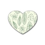 Banana Leaves Draw  Rubber Heart Coaster (4 pack) Front