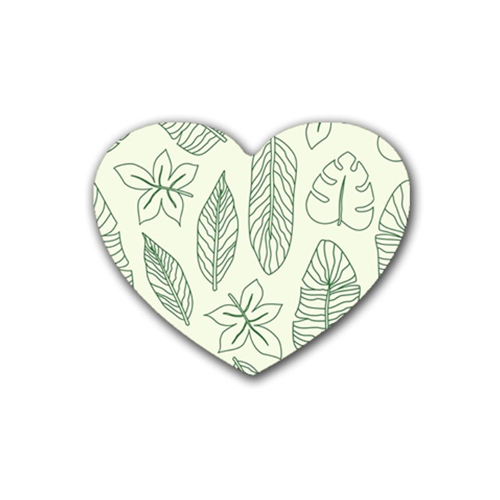 Banana Leaves Draw  Rubber Heart Coaster (4 pack)