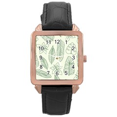 Banana Leaves Draw  Rose Gold Leather Watch  by ConteMonfrey