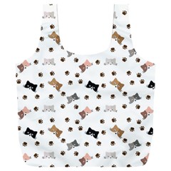 Illustration Cat Paw Background Pattern Cute Full Print Recycle Bag (xxl) by danenraven